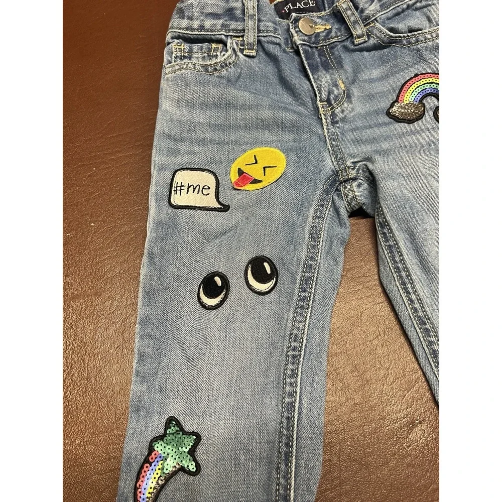 The Children's Place Girls Patch Blue Denim Jeans Size‎ 4